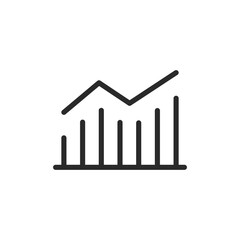 Bar and line chart with growth, linear style icon. data trends and growth analysis. Editable stroke width