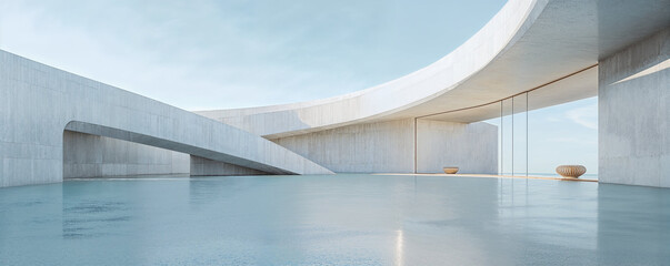 Wall Mural - empty minimal abstract architecture building interior or exterior concrete design open space floor c