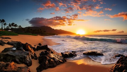 Sticker - gorgeous hawaii sunset on oahu s north shore