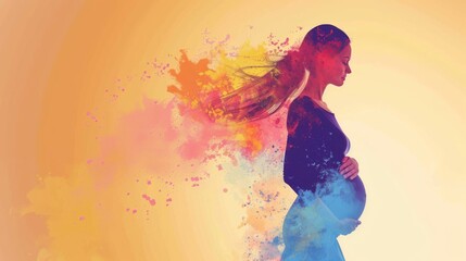 Wall Mural - Imagine a flat design of pregnant woman.