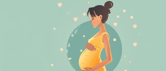 Wall Mural - Imagine a flat design of pregnant woman.