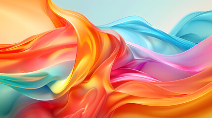 Wall Mural - Abstract colorful background with fluid shapes and curves. 3d rendering illustration. Colorful waves. Abstract wallpaper design for print 