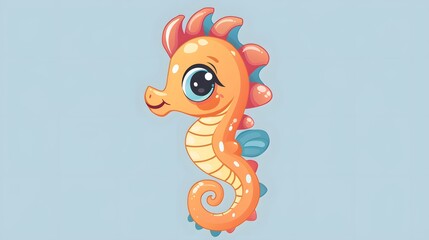 Wall Mural - cute seahorse with big eyes clipart kids illustration for sticker and tshirt design