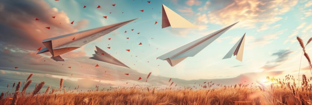 National paper airplane day concept with copy space area for text 