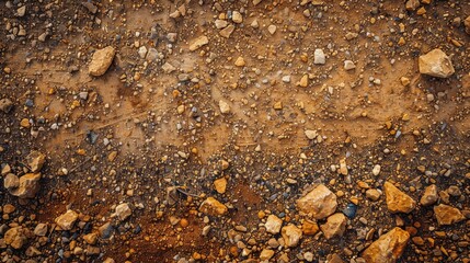 Texture of a brown dirt road that textures the ground