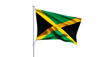 Waving flag of jamaica isolated on transparent background.