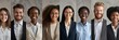 © Boraryn - Smiling diverse business people group headshots portraits horizontal banner collage. Multiracial professional executives faces montage, human resource concept, multiethnic team people look at camera