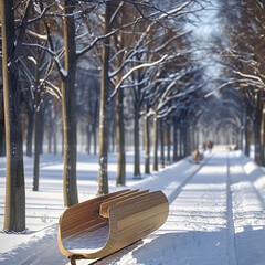 Sticker - Slide into Winter: Explore Snowy Parks with Our Compact, Collapsible Sled