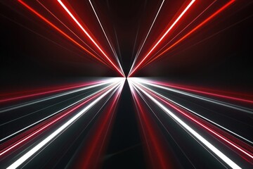 Wall Mural - Abstract red tunnel High-Speed Neon Light Trails in Cyberspace - Generativ AI