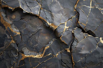 Dark gray stone with gold veins