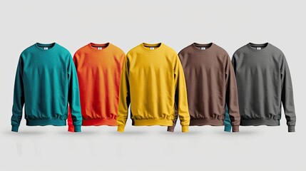 mockup Shirt design  many colors  long sleeves  back and front.