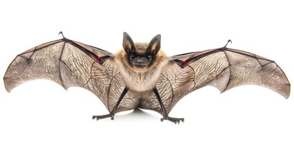 Canvas Print - Evening Bat full body clearly photo on white background , 