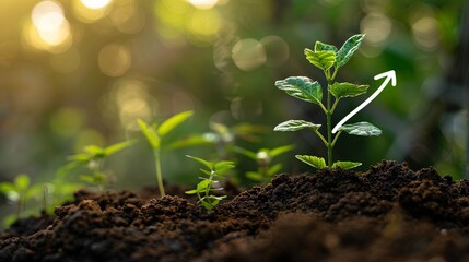 A seedling is growing on a coin lying on the ground. Green investment concept ,Rising money to invest. financial growth concept
