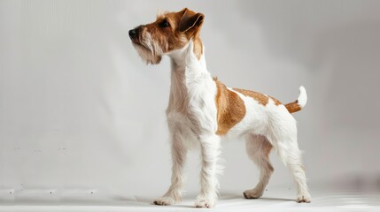 Wall Mural - Fox Terrier full body clearly photo on white background ,