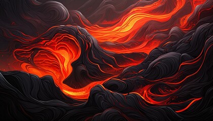 Wall Mural - abstract lava texture, black and red color background