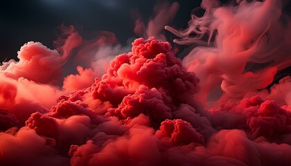 Wall Mural - Abstract red smoke on black background. Red color clouds