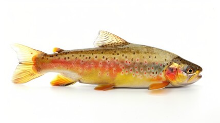 Wall Mural - Golden Trout full body clearly photo on white background , 