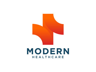 Wall Mural - Modern Cross Healthcare Medical Logo.