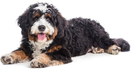 Wall Mural - Bernedoodle on white background , 