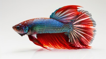 Poster - Betta Fish (Siamese Fighting Fish) on white background , 