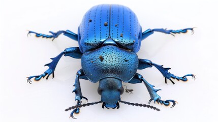 Wall Mural - Blue Death Feigning Beetle on white background , 