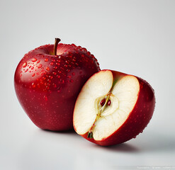 Wall Mural - red apple isolated on white background, 