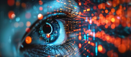 futuristic financial markets: human eye on trading screen for digital transformation