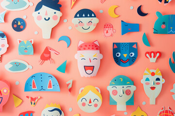 playful designs featuring smiling faces of kids and whimsical illustrations