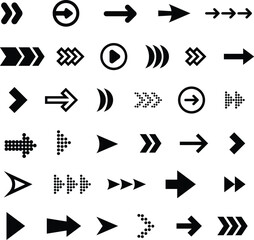 Wall Mural - big black arrows flat icon set. modern abstract simple cursors, pointers and direction buttons