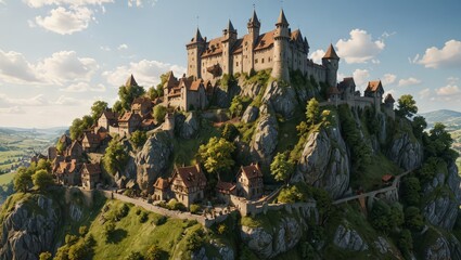 Wall Mural - Majestic Medieval Castle Perched on a Mountaintop