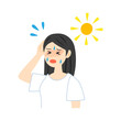 © nagamushi studio - 屋外で暑くて汗をかく女性。フラットなベクターイラスト。Sweating outdoors woman.  Flat vector illustration.