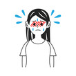 © nagamushi studio - 発熱して汗をかく女性。シンプルなベクターイラスト。Feverish and sweating woman.  Simple vector illustration.