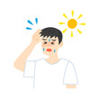 © nagamushi studio - 屋外で暑くて汗をかく男性。フラットなベクターイラスト。Sweating outdoors man.  Flat vector illustration.