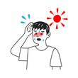© nagamushi studio - 屋外で暑くて汗をかく男性。シンプルなベクターイラスト。Sweating outdoors man.  Simple vector illustration.