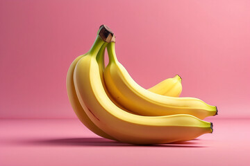 Wall Mural - A bunch of bananas are sitting on a pink background