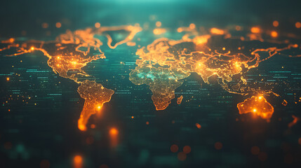 A computer generated image of the world with a blue background