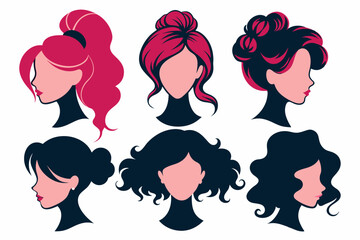 Canvas Print - woman hair silhouettes vector illustration