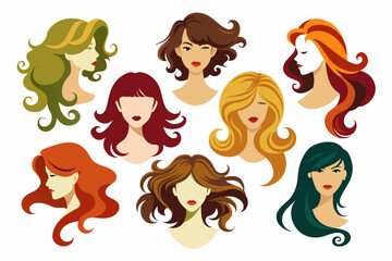 Canvas Print - woman hair silhouettes vector illustration