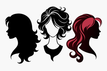 Canvas Print - woman hair silhouettes vector illustration