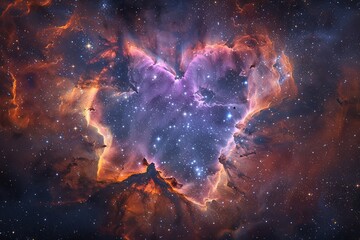 Wall Mural - Heart nebula in space against a colorful backdrop. Generative Ai