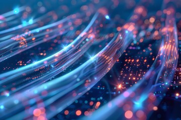 Background information transmission using glowing data cables. Generative Ai