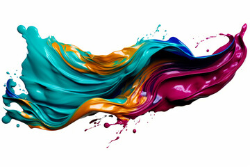 Wall Mural - Colorful liquid painting on white background with white background.