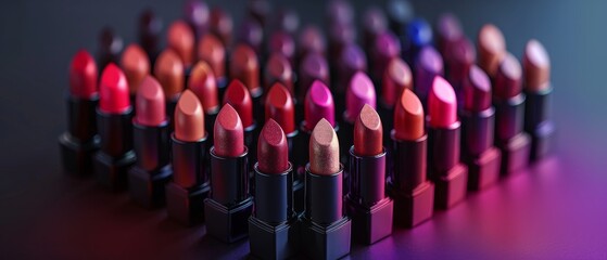 Colorful lipstick with different glosses.