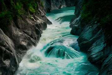 Poster - waterfall in the mountains