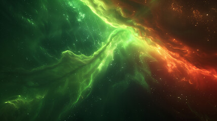 Wall Mural - Green and red space cosmic backdrop, northen light
