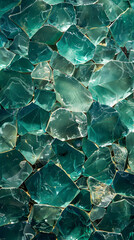 Canvas Print - Closeup of a pile of electric blue glass rocks resembling azure liquid
