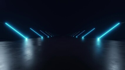 Fototapete - Abstract of dark sci-fi tunnel, Futuristic spaceship corridor. Loop animation.