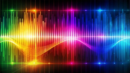 Abstract multicolored background with digital waves, dynamic sound music equalizer in colorful movement, pulse, beat and rhythm