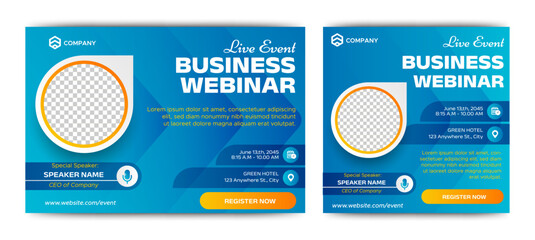 Wall Mural - Business Webinar banner invitation template design. vector