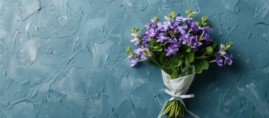 Canvas Print - Beautiful Violet bouquet presented in white paper wrapping, radiating floral elegance.